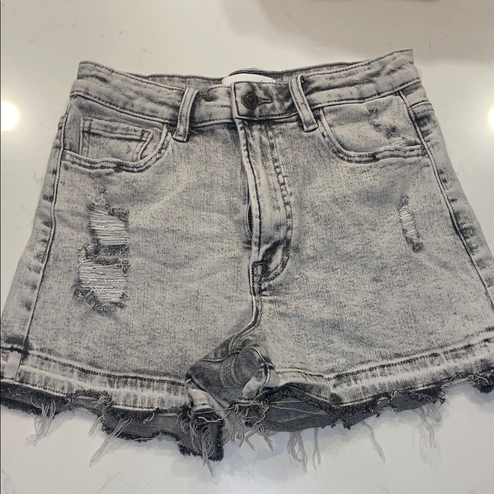 Dry Goods Light Gray Distressed Jean Shorts